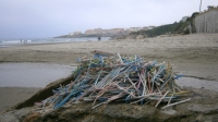 Bastonciños recollidos por Mar de Fábula na Praia de Caión