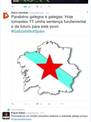 Independência galega, trending topic mundial em Twitter com #GalizaIsNotSpain