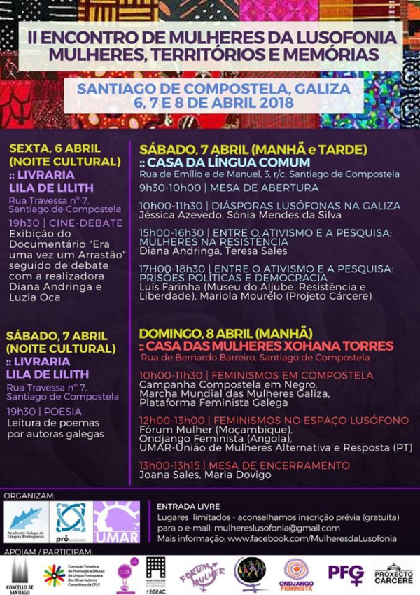 6, 7, 8 de abril em Compostela: ‘Mulheres, Territórios e Memórias’ II Encontro de mulheres da Lusofonia