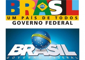 Os dois logótipos, o do governo do PT e o do governo golpista