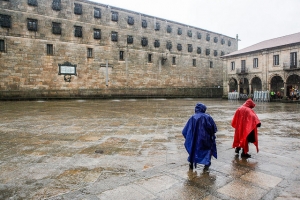 Chuva na praça da Quintá, na capital galega.