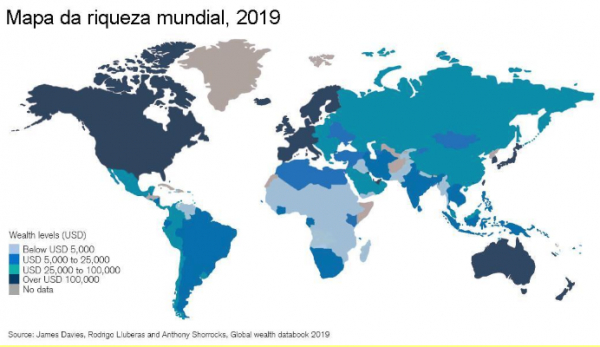 Radiografia do capital global: 1% do topo possui 45% da riqueza pessoal global, 10% possui 82% e 50% da base possui menos de 1%