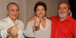 Michel Temer, Dilma Rousseff e Lula da Silva.