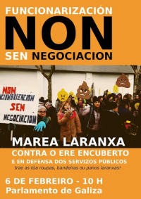 Concentraçom frente ao Parlamento autónomo para contestar medidas da Junta que farám perder direitos a funcionariado temporal