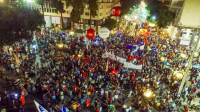 Marcha durante a greve geral no centro do Rio de Janeiro