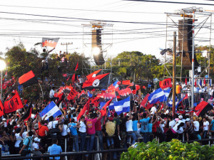 Manifestação sandinista em Manágua
